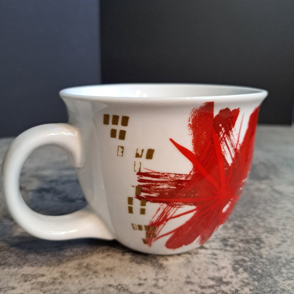 2014 STARBUCKS 14oz. Red Abstract StarBurst Fireworks Flower Holiday Mug Cup - Picture 2 of 7